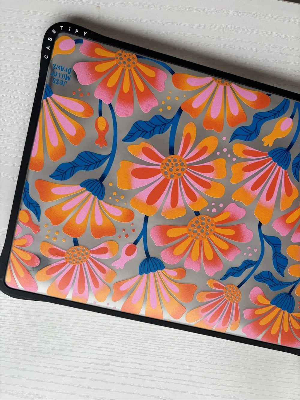 Casetify Floral Laptop Case in Pink, Orange & Blue